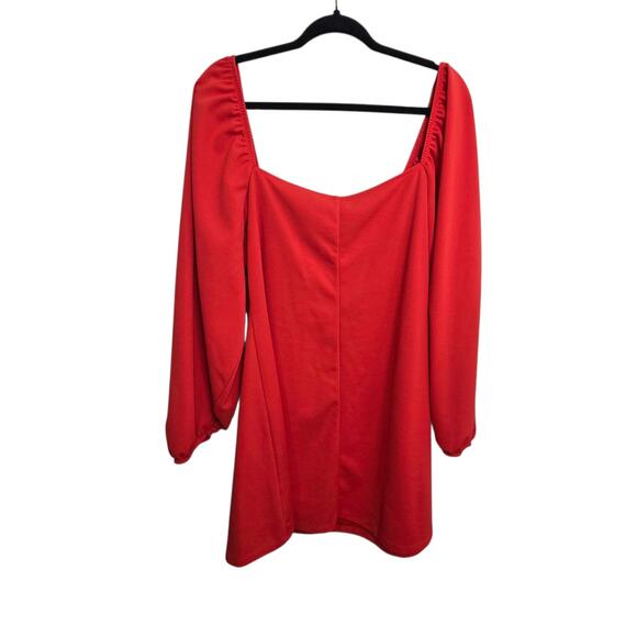 ASOS Womens Red Poplin Long Sleeve Mini Dress SZ 12 Vamp Festival Event NWT - Picture 4 of 9